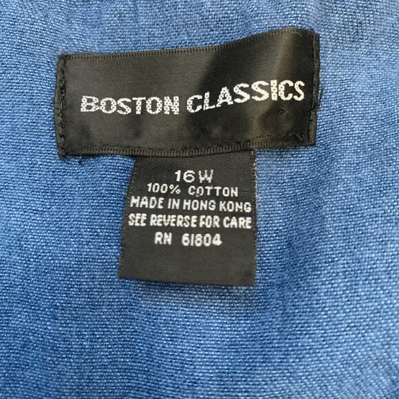 Vintage 90s Boston Classics Denim Jumper Dress Plus Size 16W Blue Jean Pocket - Picture 10 of 11